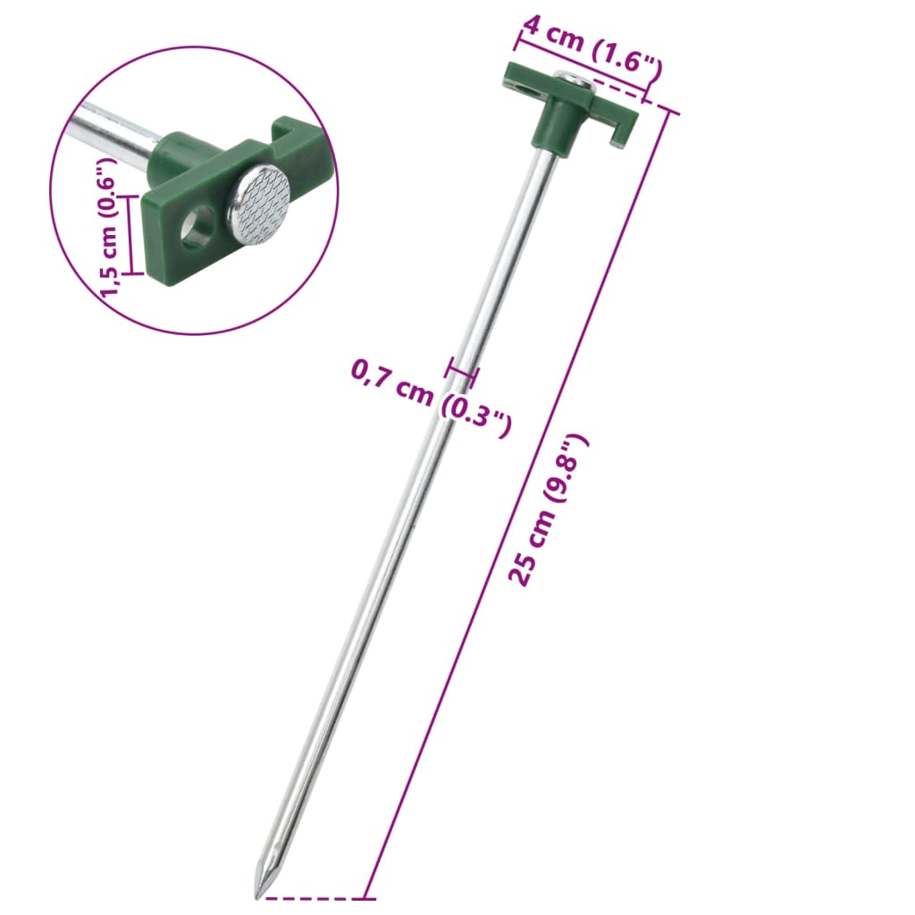 Zeltheringe 24 Stk. 25 cm 7 mm Verzinkter Stahl und PP