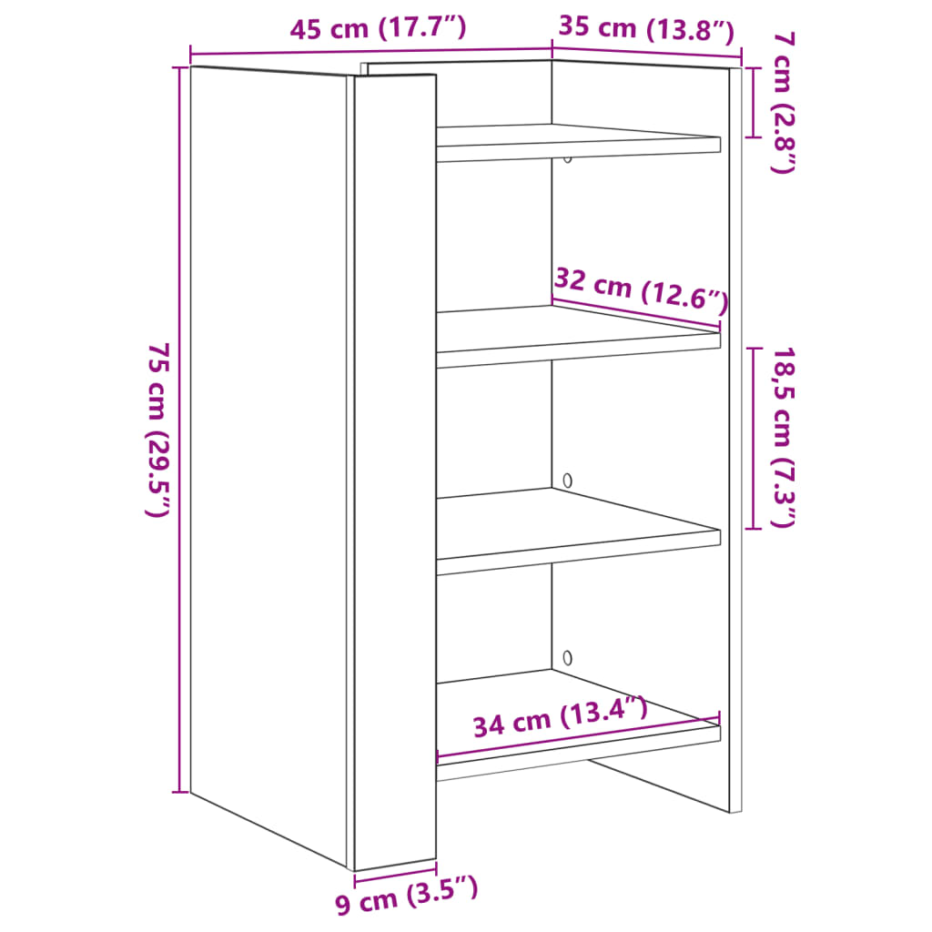 Sideboard Weiß 45x35x75 cm Holzwerkstoff