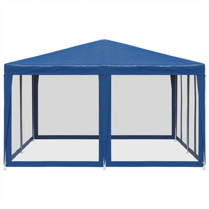 Partyzelt mit 8 Mesh-Seitenteilen Blau 4x4 m HDPE