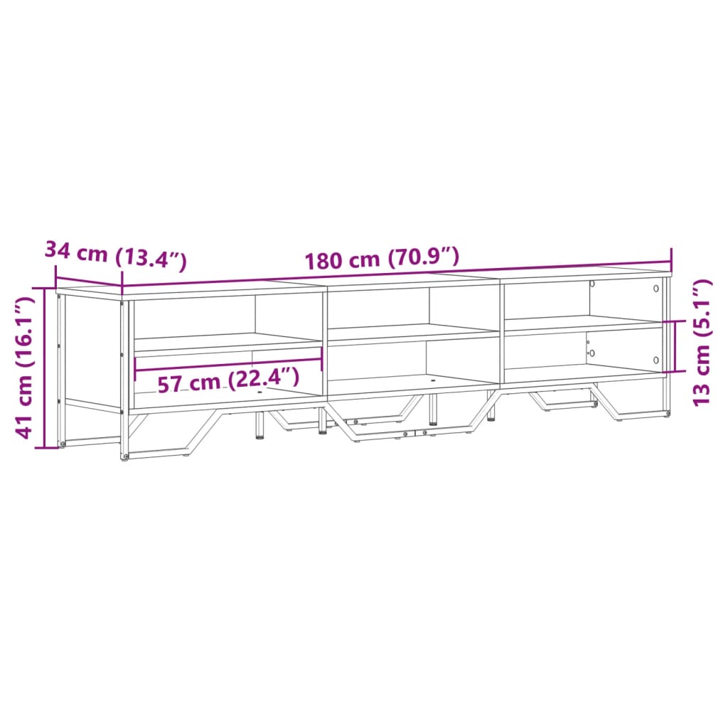 TV-Schrank Grau Sonoma 180x34x41 cm Holzwerkstoff