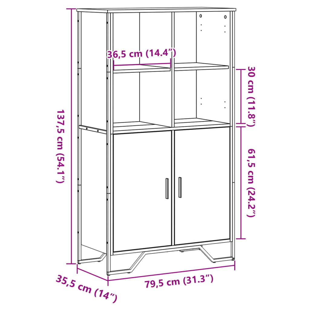 Highboard Räuchereiche 79,5x35,5x137,5 cm Holzwerkstoff