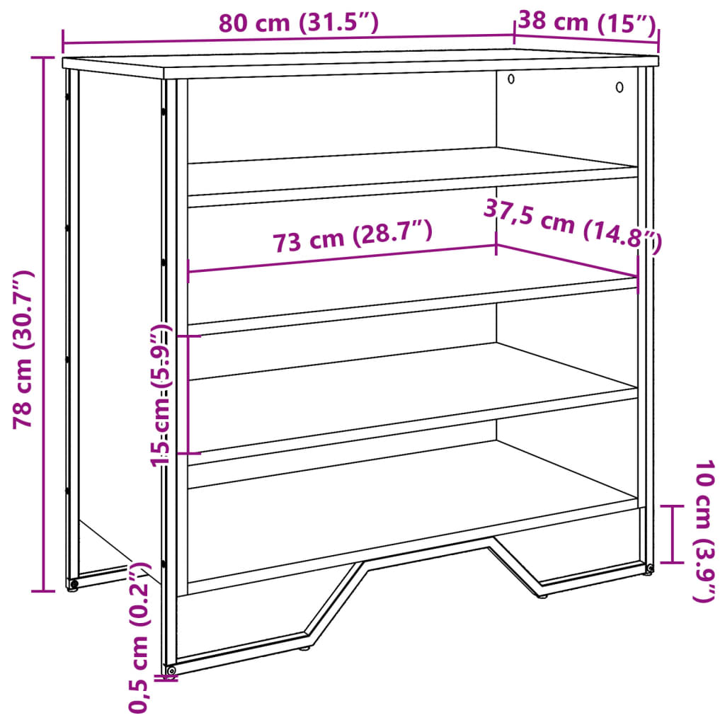 Schuhregal Braun Eichen-Optik 80x38x78 cm Holzwerkstoff