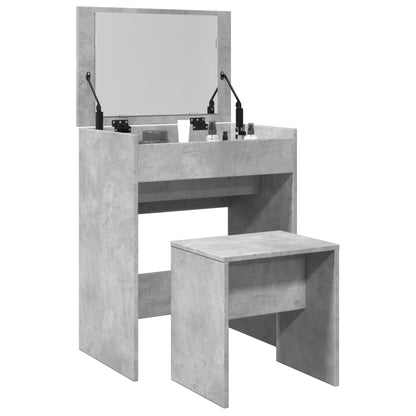 Schminktisch mit Hocker Betongrau 60x40x113,5 cm