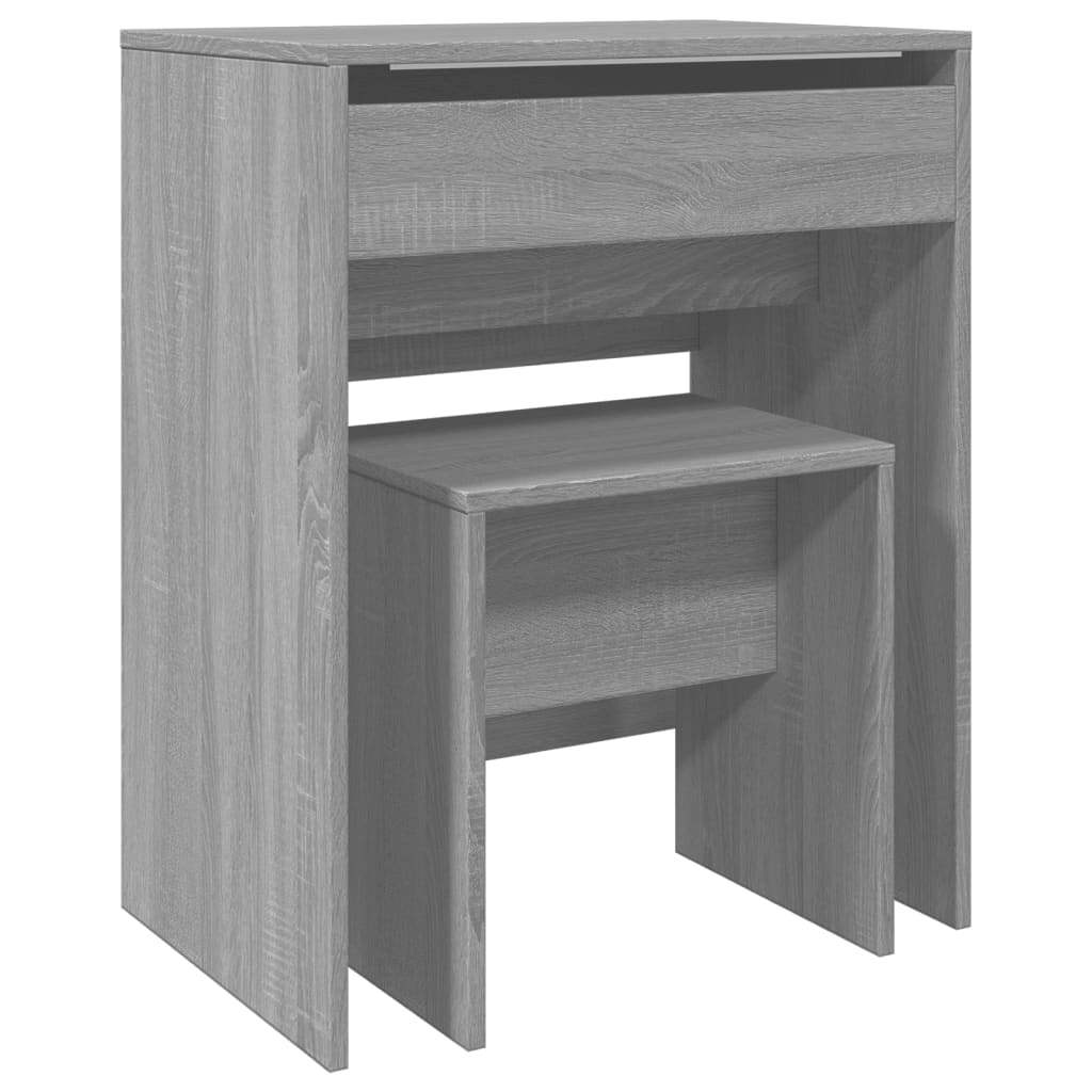 Schminktisch mit Hocker Grau Sonoma 60x40x113,5 cm