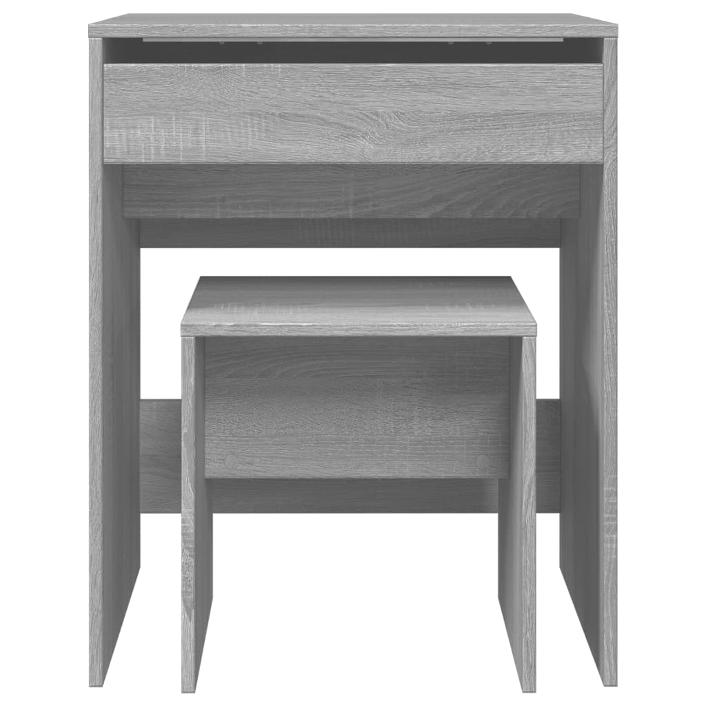 Schminktisch mit Hocker Grau Sonoma 60x40x113,5 cm