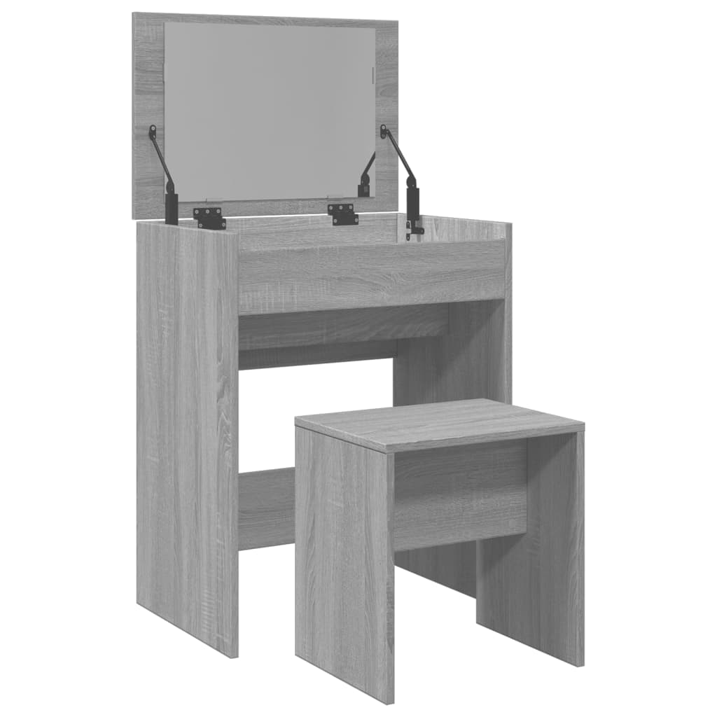 Schminktisch mit Hocker Grau Sonoma 60x40x113,5 cm