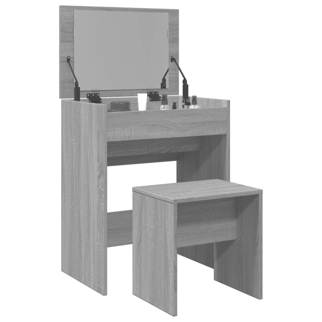 Schminktisch mit Hocker Grau Sonoma 60x40x113,5 cm