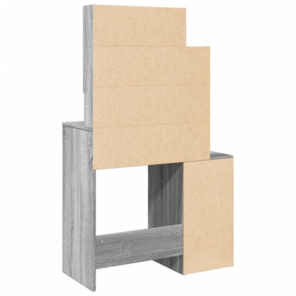 Schminktisch mit Schrank Grau Sonoma-Eiche 80x35x132 cm