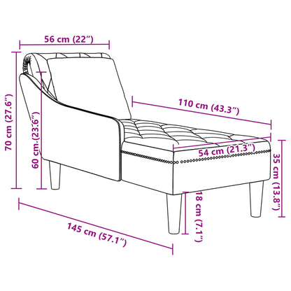 Chaiselongue mit Kissen und Rechter Armlehne Dunkelgrau Samt