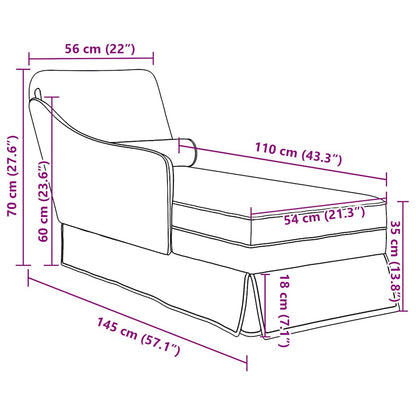 Chaiselongue mit Nackenrolle und Rechter Armlehne Gelb Samt