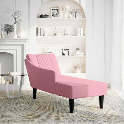 Chaiselongue mit Rechter Armlehne Rosa Samt