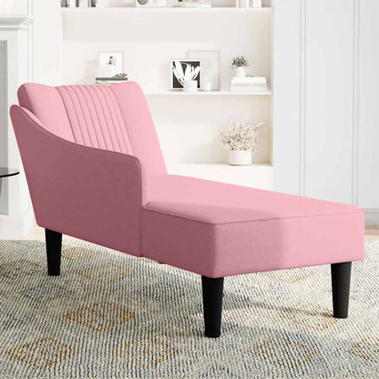 Chaiselongue mit Rechter Armlehne Rosa Samt