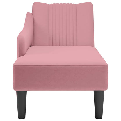 Chaiselongue mit Rechter Armlehne Rosa Samt