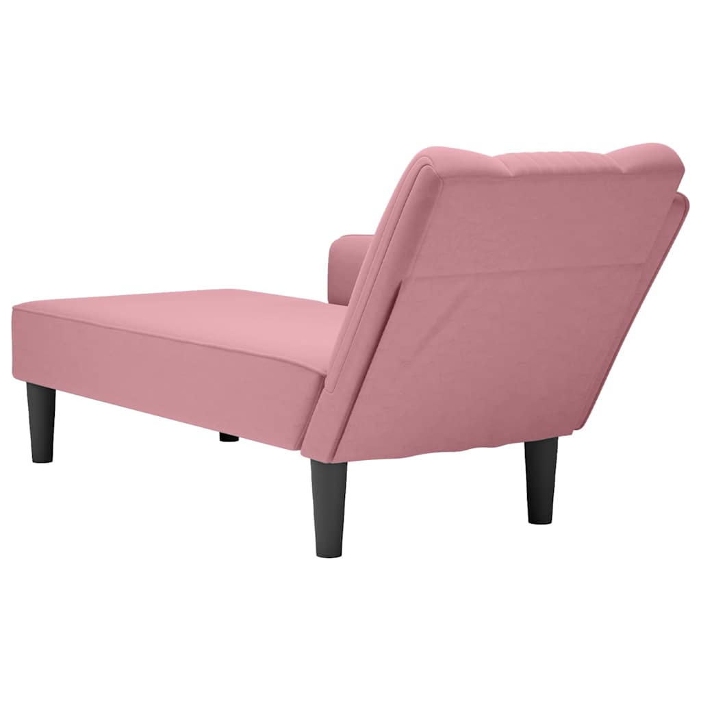 Chaiselongue mit Rechter Armlehne Rosa Samt