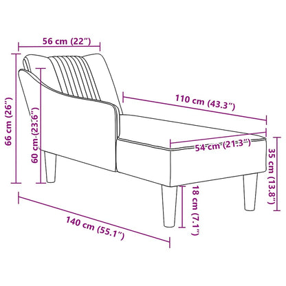 Chaiselongue mit Rechter Armlehne Rosa Samt