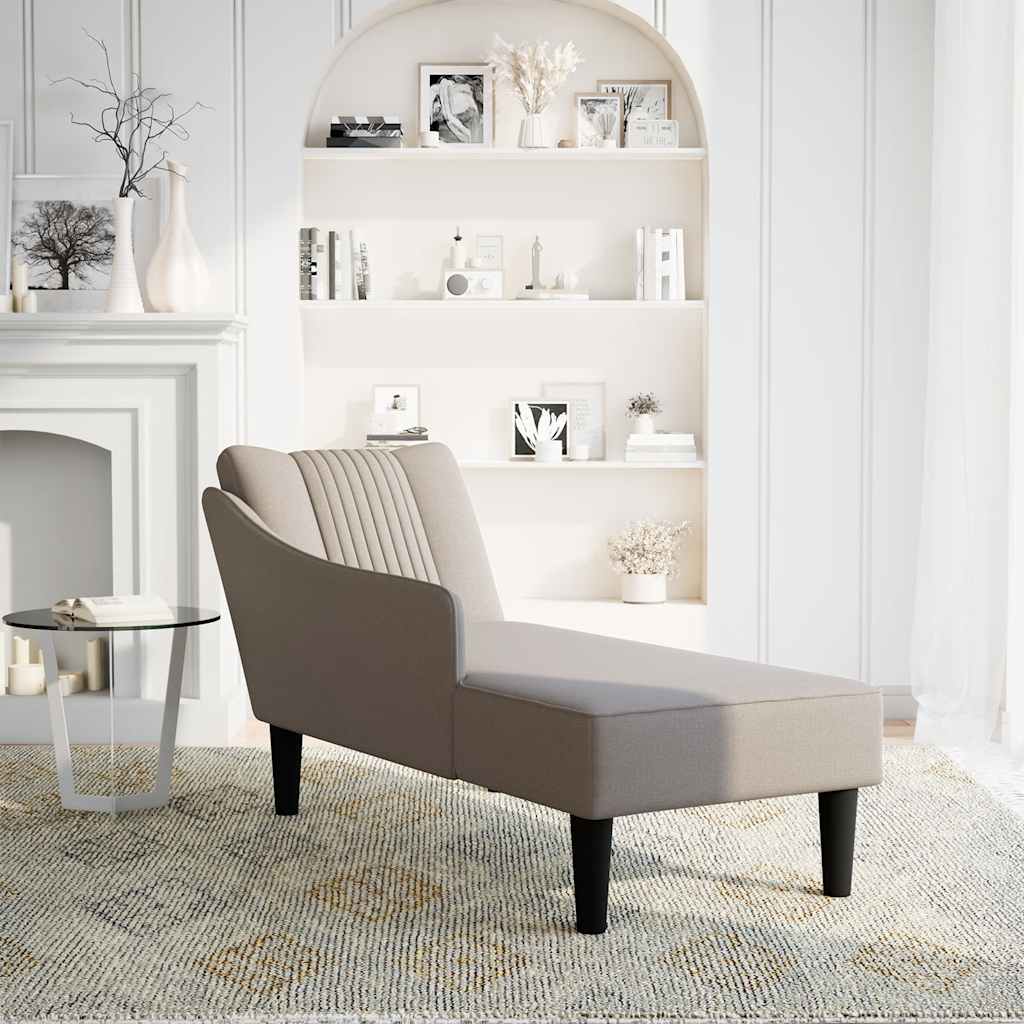 Chaiselongue mit Rechter Armlehne Taupe Stoff