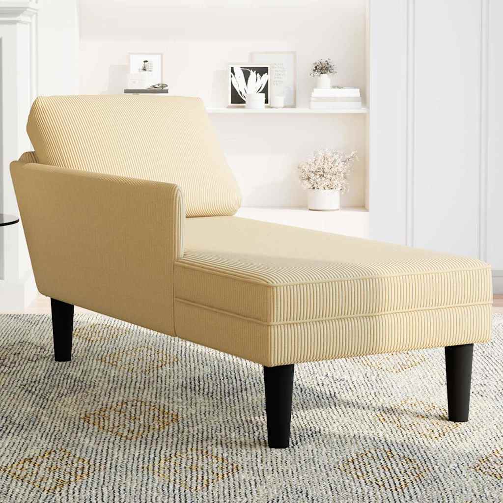 Chaiselongue mit Kissen Hellgrün Grau Cordstoff