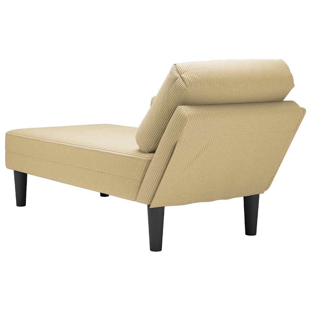 Chaiselongue mit Kissen Hellgrün Grau Cordstoff