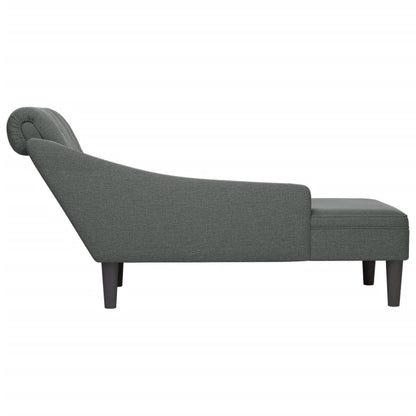 Chaiselongue mit Kissen und Rechter Armlehne Dunkelgrau Stoff