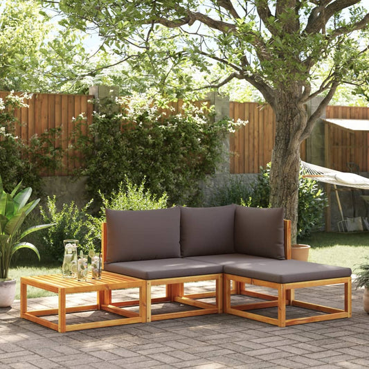 4-tlg. Gartensofa-Set mit Kissen Holz Akazie & Seil