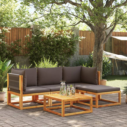 5-tlg. Gartensofa-Set mit Kissen Holz Akazie & Seil