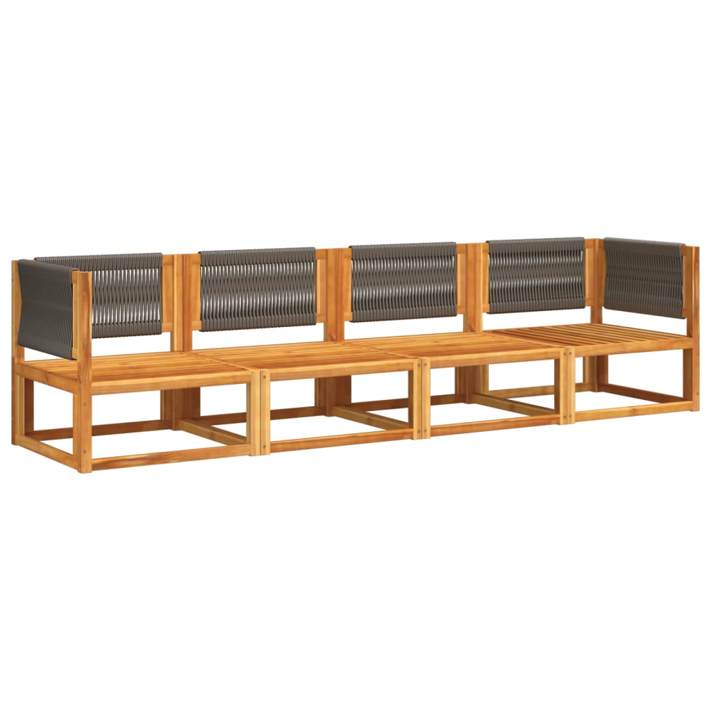 4-tlg. Gartensofa-Set mit Kissen Holz Akazie & Seil