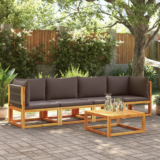 4-tlg. Gartensofa-Set mit Kissen Holz Akazie & Seil