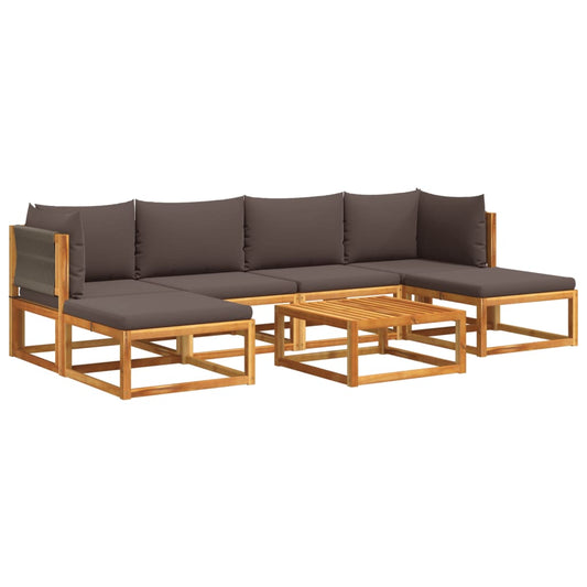 7-tlg. Gartensofa-Set mit Kissen Holz Akazie & Seil