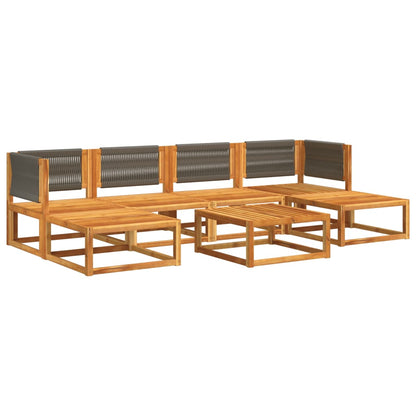 7-tlg. Gartensofa-Set mit Kissen Holz Akazie & Seil