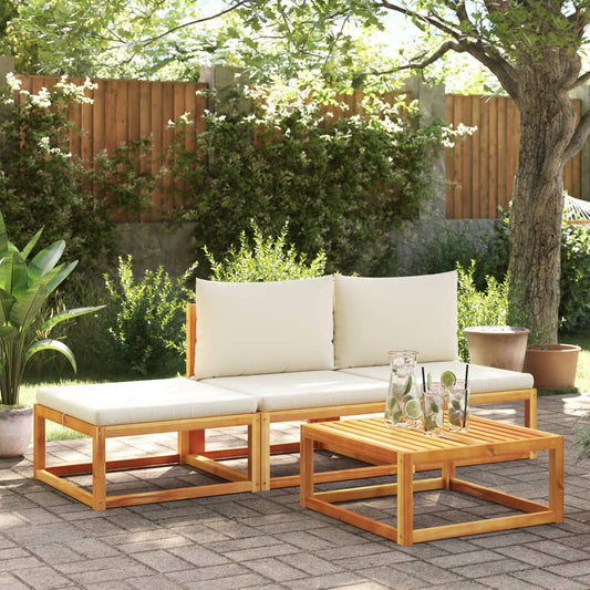 4-tlg. Gartensofa-Set mit Kissen Holz Akazie & Seil