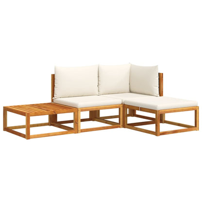 4-tlg. Gartensofa-Set mit Kissen Holz Akazie & Rattan