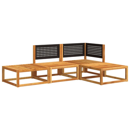 4-tlg. Gartensofa-Set mit Kissen Holz Akazie & Rattan