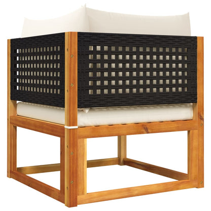 4-tlg. Gartensofa-Set mit Kissen Holz Akazie & Rattan