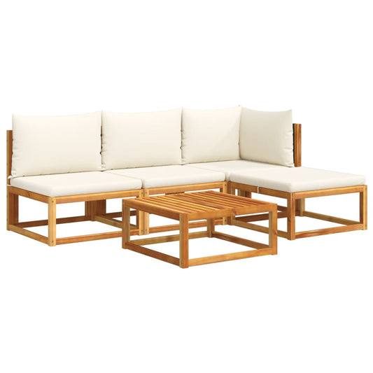 5-tlg. Gartensofa-Set mit Kissen Holz Akazie & Rattan