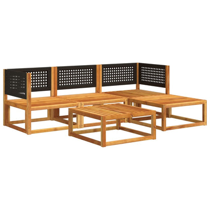 5-tlg. Gartensofa-Set mit Kissen Holz Akazie & Rattan