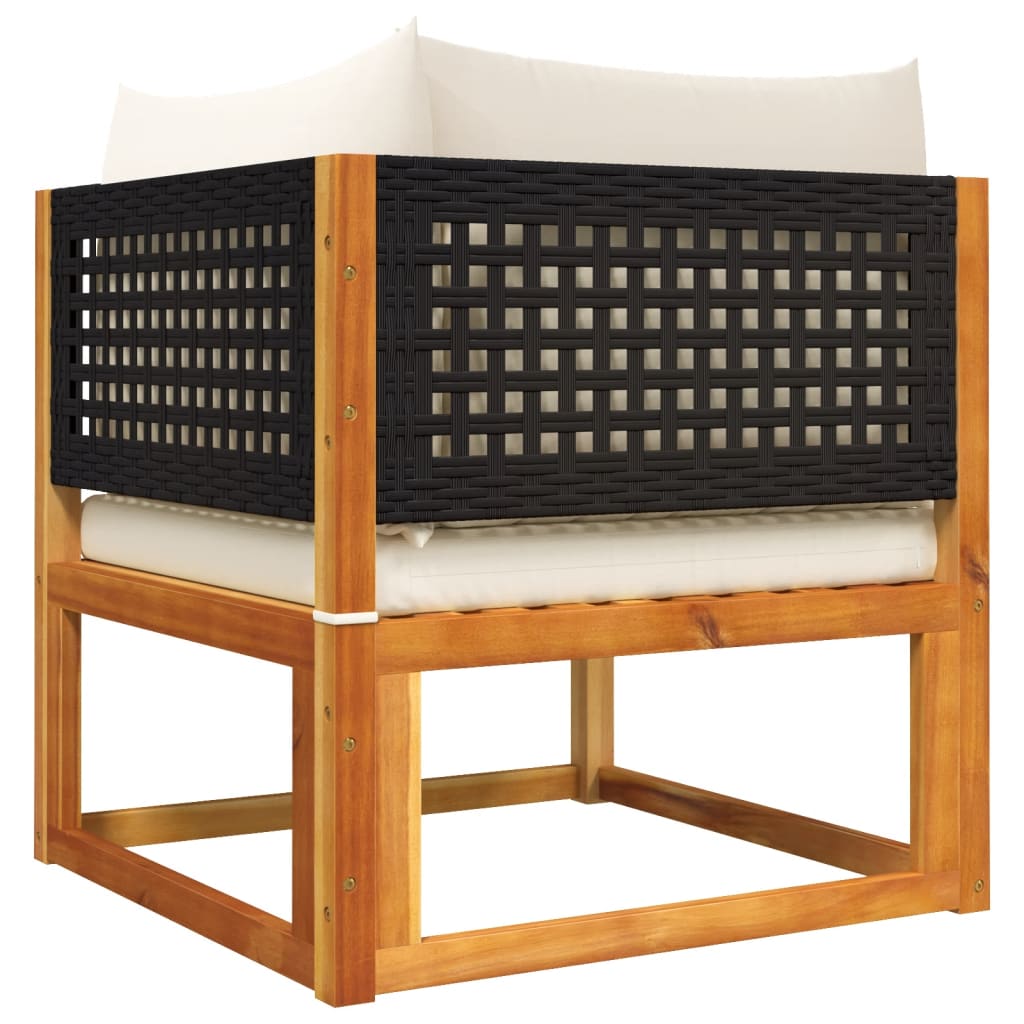 5-tlg. Gartensofa-Set mit Kissen Holz Akazie & Rattan