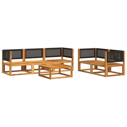6-tlg. Gartensofa-Set mit Kissen Holz Akazie & Rattan