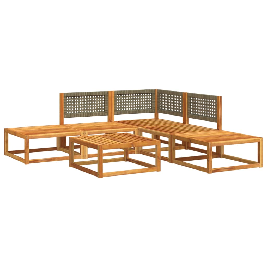6-tlg. Gartensofa-Set mit Kissen Holz Akazie & Rattan