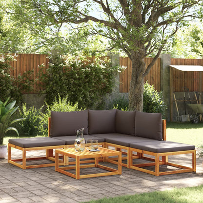 6-tlg. Gartensofa-Set mit Kissen Holz Akazie & Rattan