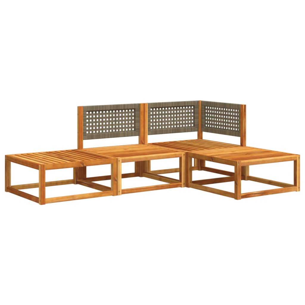4-tlg. Gartensofa-Set mit Kissen Holz Akazie & Rattan