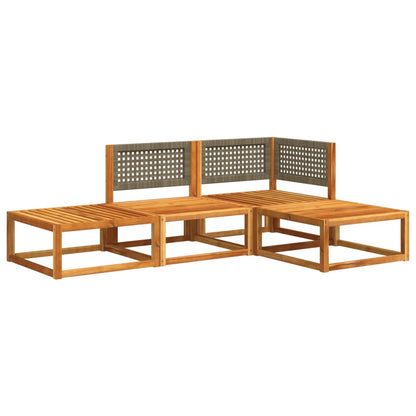 4-tlg. Gartensofa-Set mit Kissen Holz Akazie & Rattan