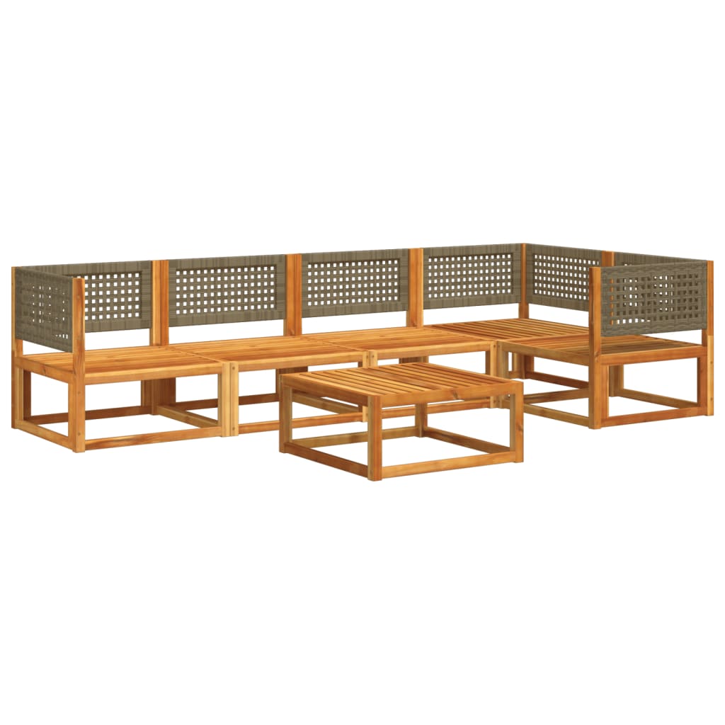 6-tlg. Gartensofa-Set mit Kissen Holz Akazie & Rattan