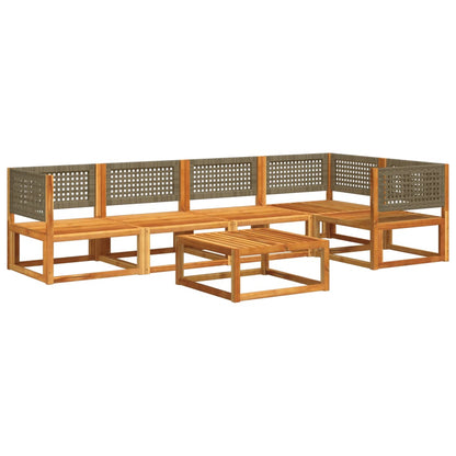6-tlg. Gartensofa-Set mit Kissen Holz Akazie & Rattan