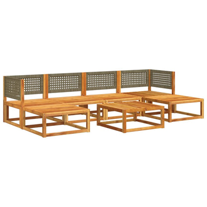 7-tlg. Gartensofa-Set mit Kissen Holz Akazie & Rattan