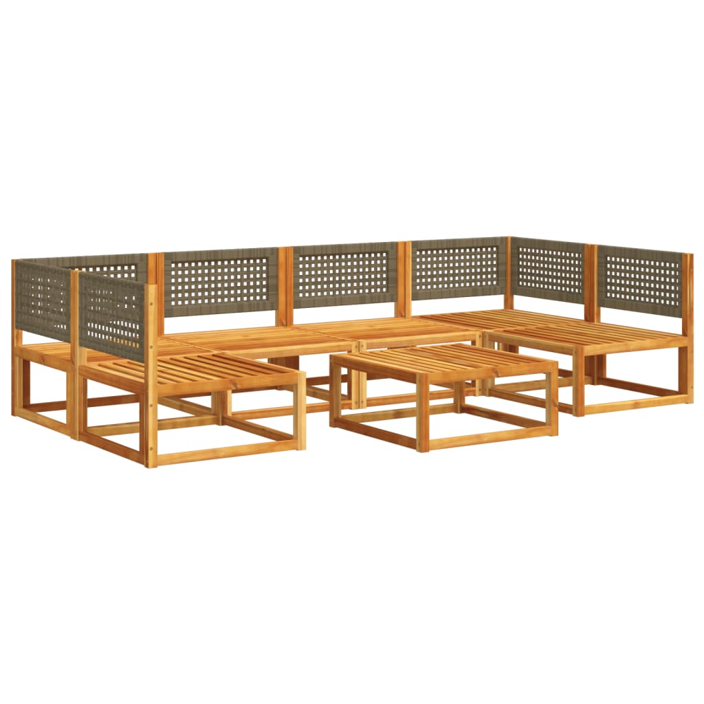 7-tlg. Gartensofa-Set mit Kissen Holz Akazie & Rattan