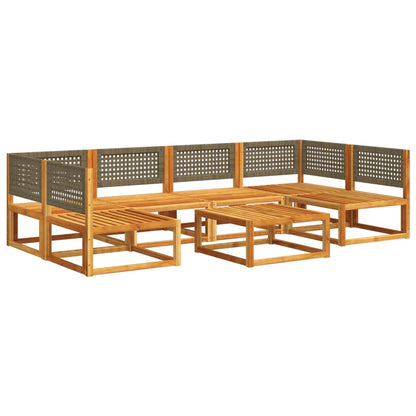 7-tlg. Gartensofa-Set mit Kissen Holz Akazie & Rattan