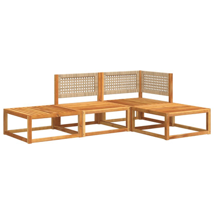 4-tlg. Gartensofa-Set mit Kissen Holz Akazie & Rattan