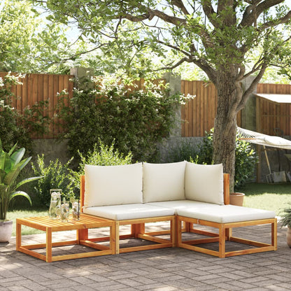 4-tlg. Gartensofa-Set mit Kissen Holz Akazie & Rattan