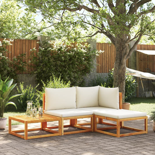 4-tlg. Gartensofa-Set mit Kissen Holz Akazie & Rattan