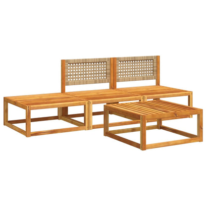 4-tlg. Gartensofa-Set mit Kissen Holz Akazie & Rattan